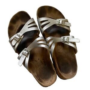 Birkenstock Birkis Size 41 US 10 Silver Moorea Granada Rhinestones 2 Strap